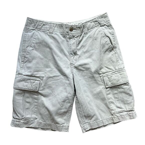 Mens Eddie Bauer Khaki Legend Wash Cargo Utility Chino Shorts - Sz 33 - Picture 1 of 3